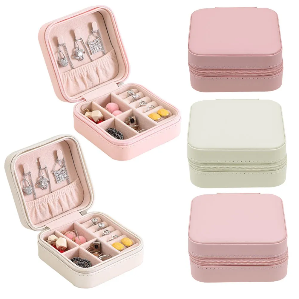 Portable Travel Jewelry Box Organizer Leather Jewellery Ornaments Case