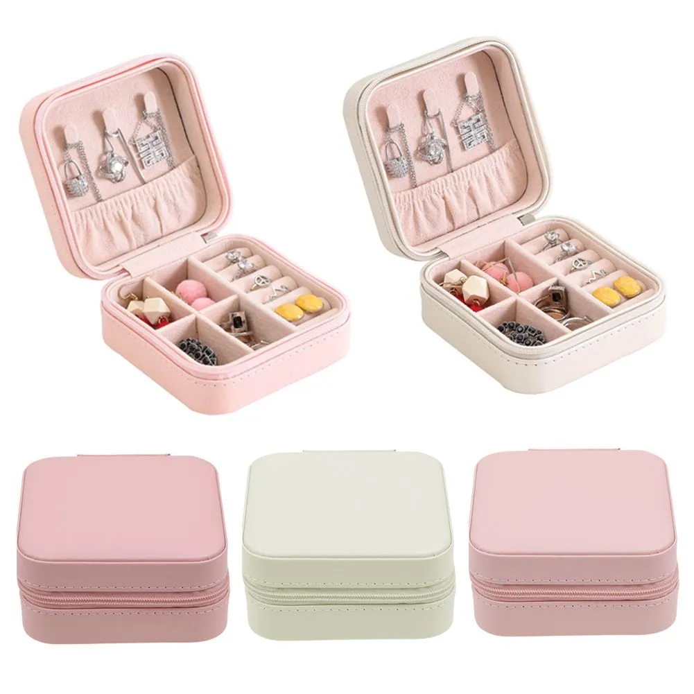 Portable Travel Jewelry Box Organizer Leather Jewellery Ornaments Case