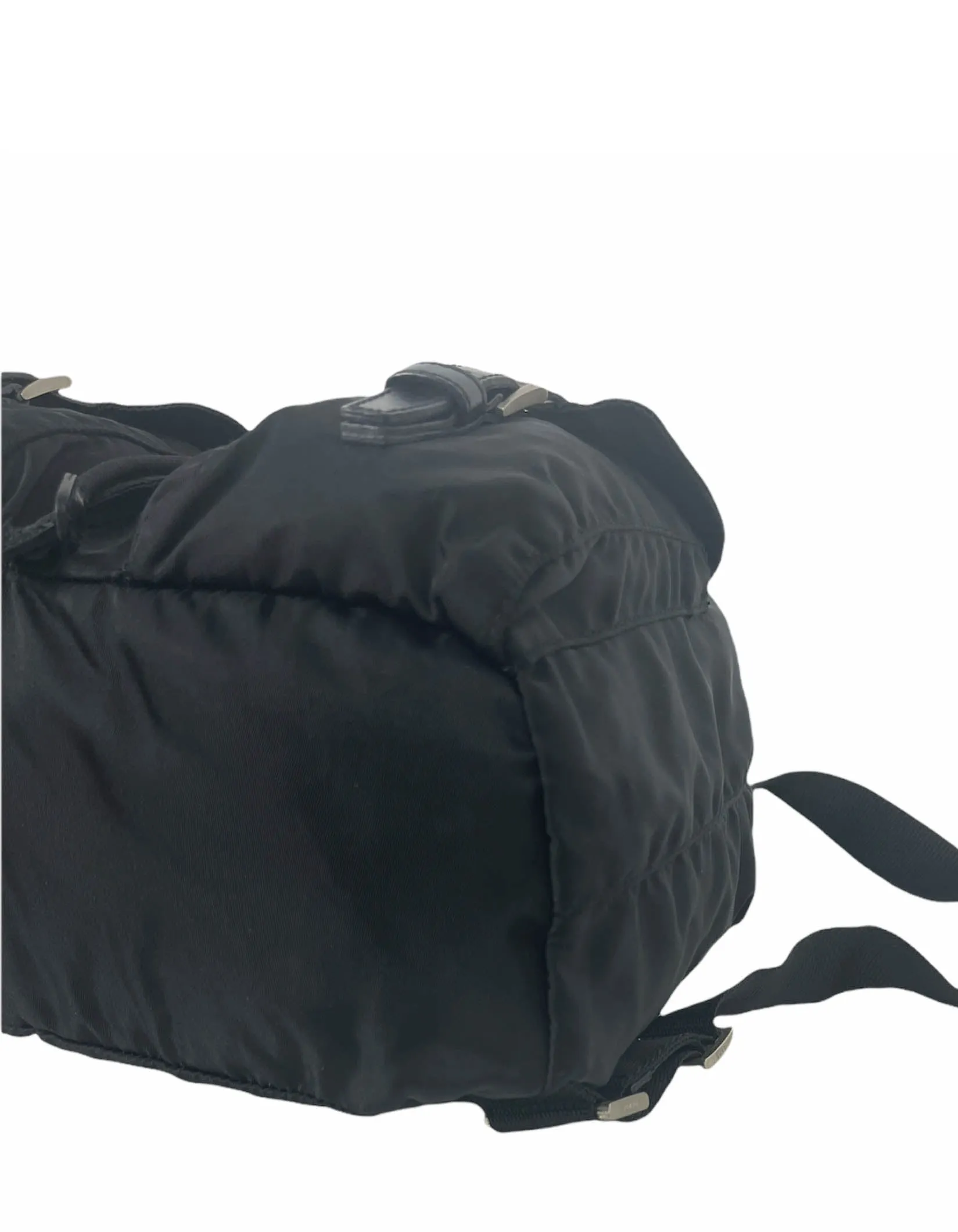 Prada Black Nylon Small Backpack Bag w/ Front Buckle Pockets