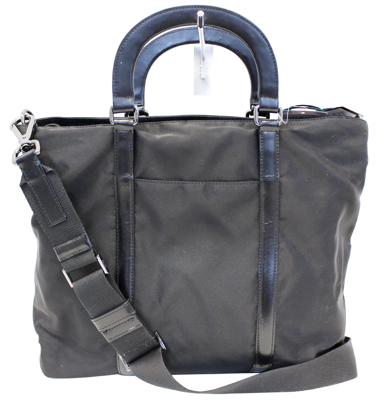 PRADA Black Tessuto Nylon and Saffiano Leather Crossbody Bag
