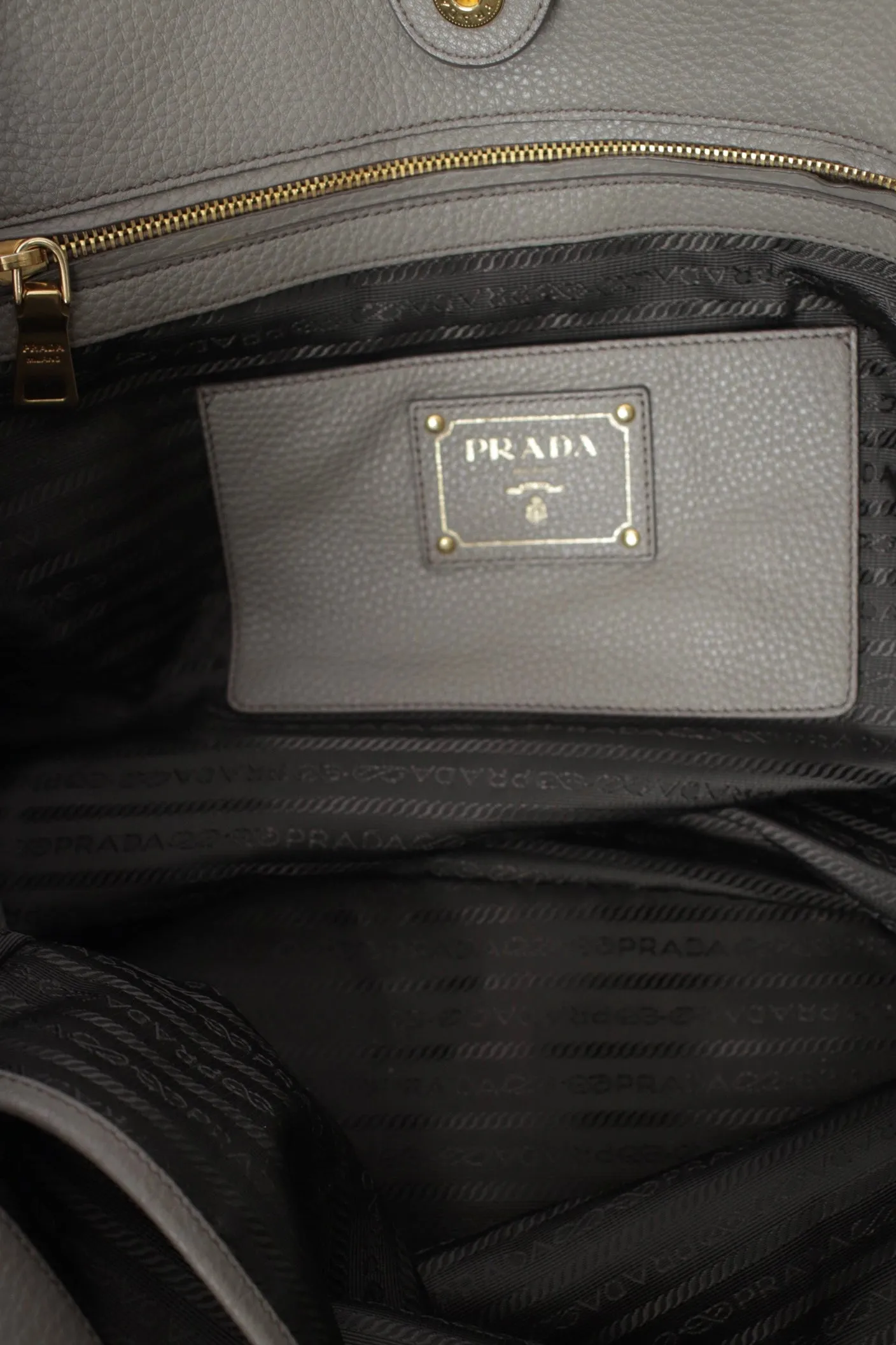 Prada Vitello Daino Zipper Tote Handbag
