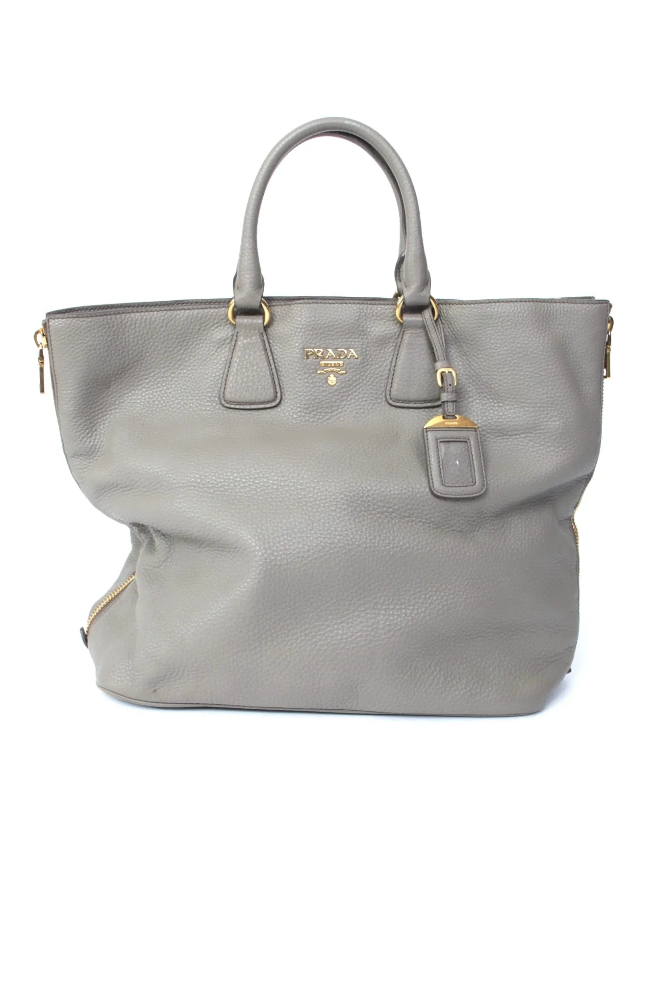 Prada Vitello Daino Zipper Tote Handbag