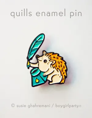Quill Pen and Ink Enamel Pin by boygirlparty — Hedgehog Quill Pin