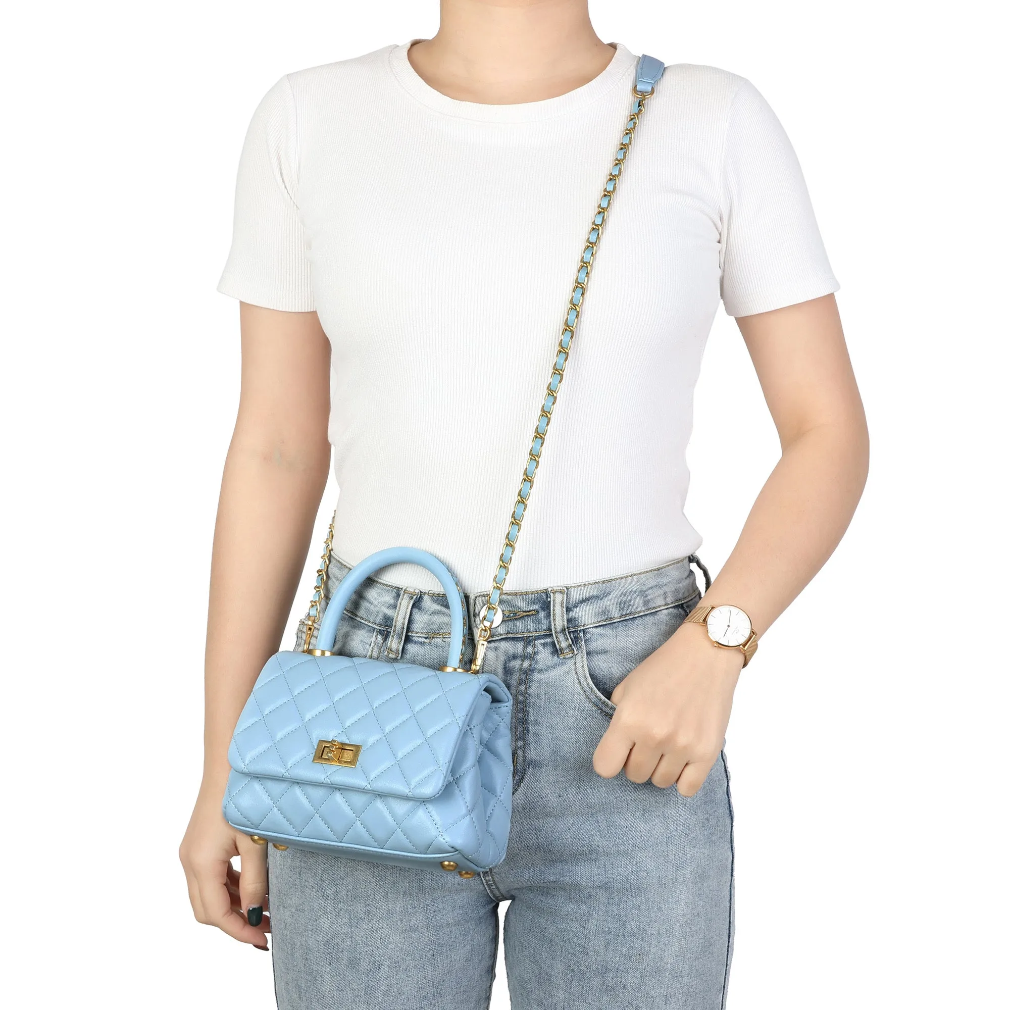 Quilted Classic Handbag with Chain Strap