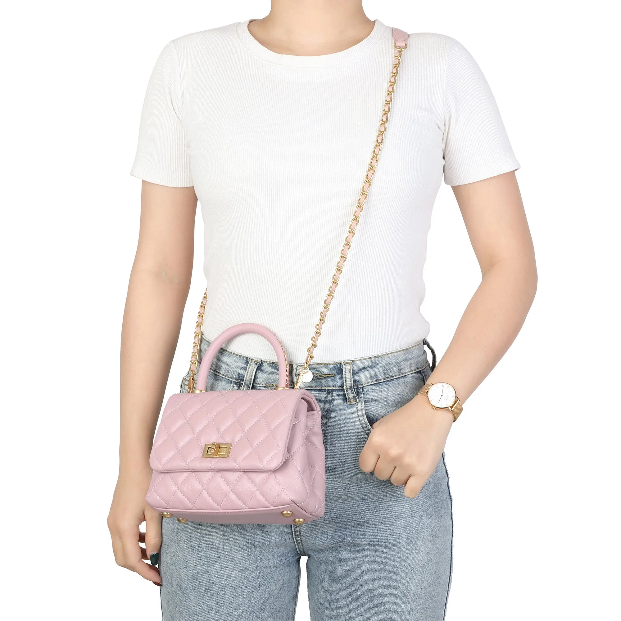 Quilted Classic Handbag with Chain Strap