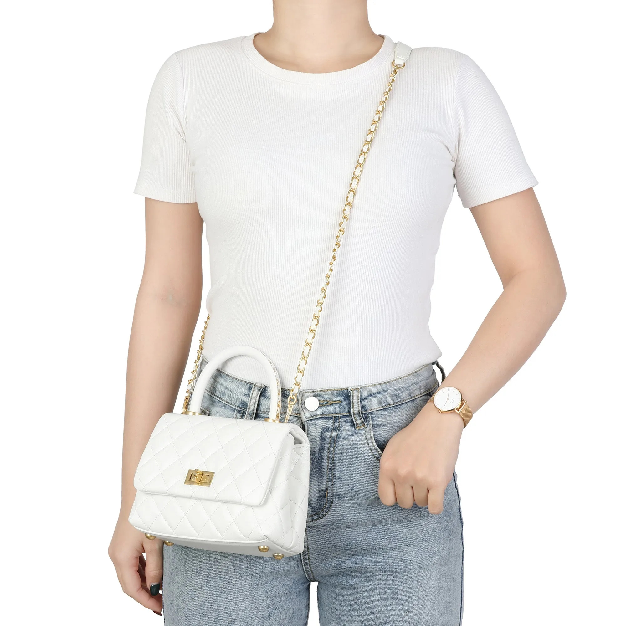 Quilted Classic Handbag with Chain Strap