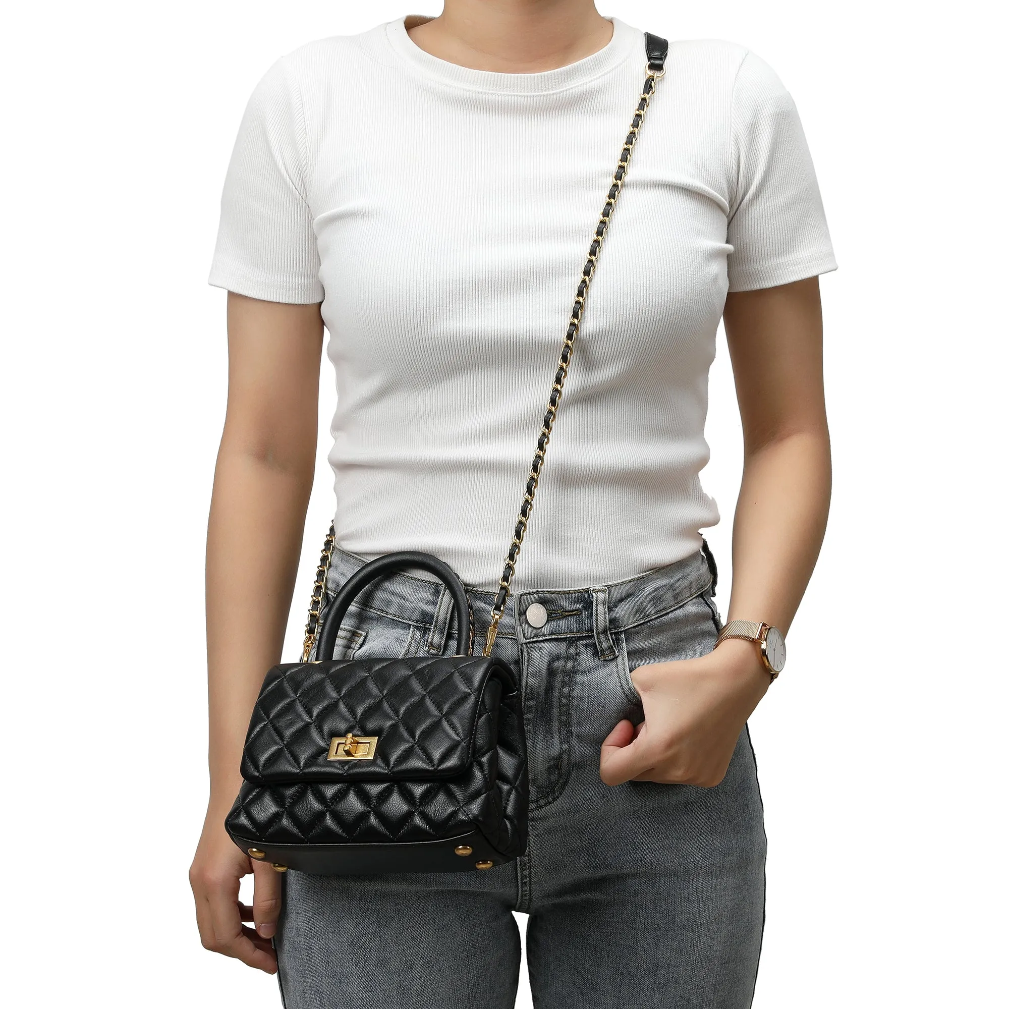 Quilted Classic Handbag with Chain Strap