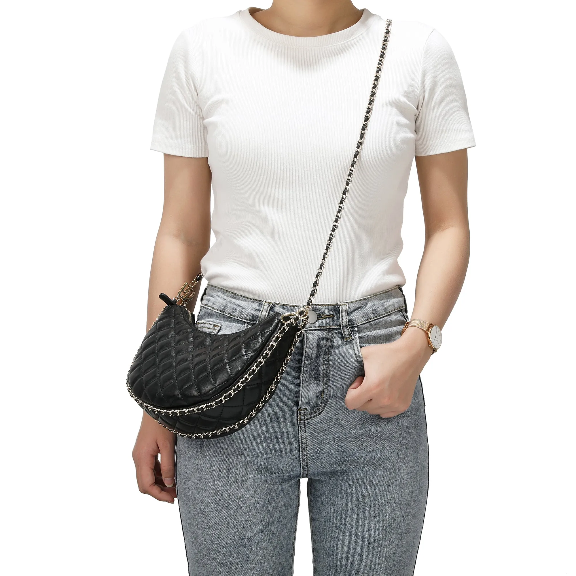 Quilted Sheepskin Messenger/Shoulder Bag