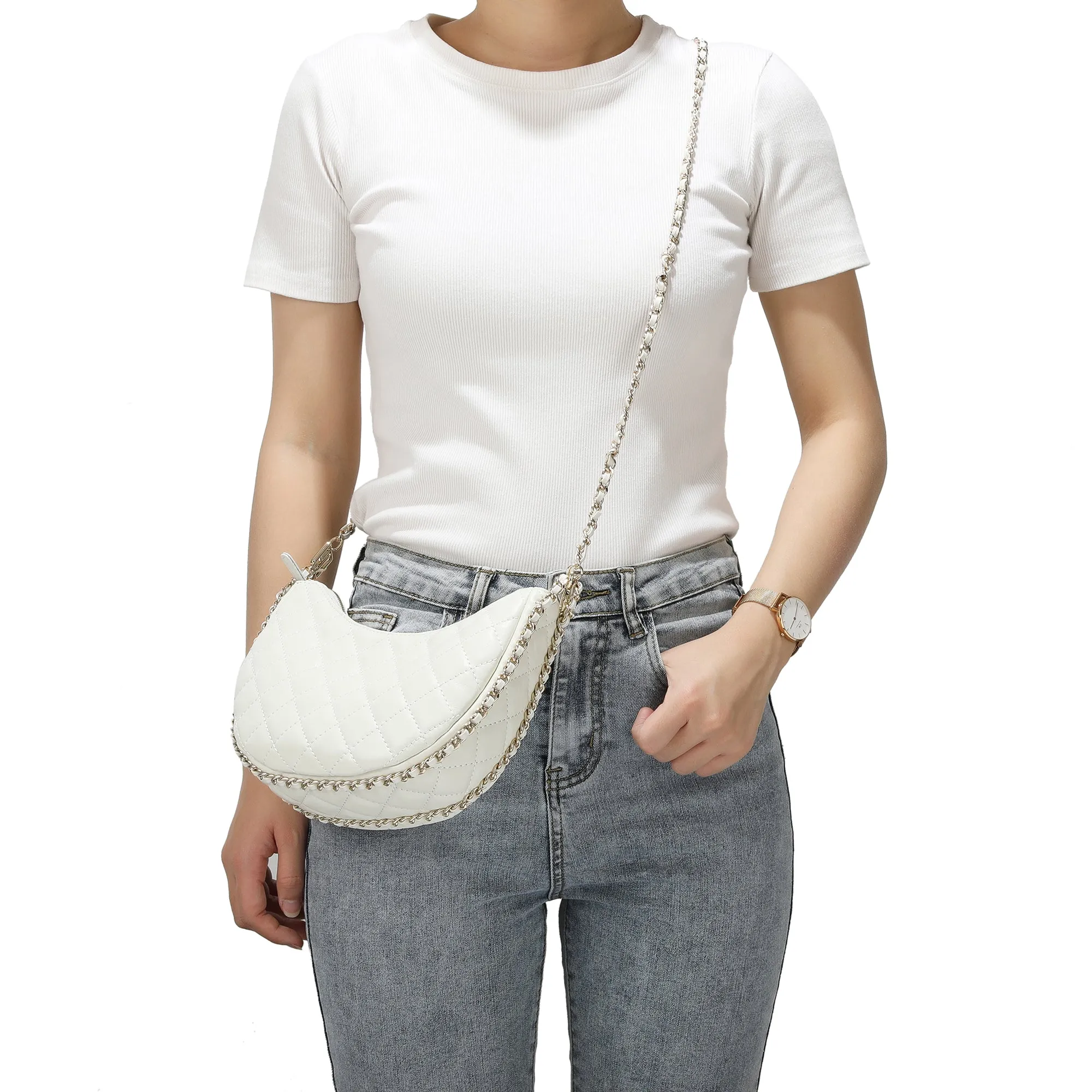 Quilted Sheepskin Messenger/Shoulder Bag