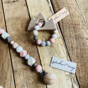 Rainbow May Wooden Pacifier Clip "Peach"