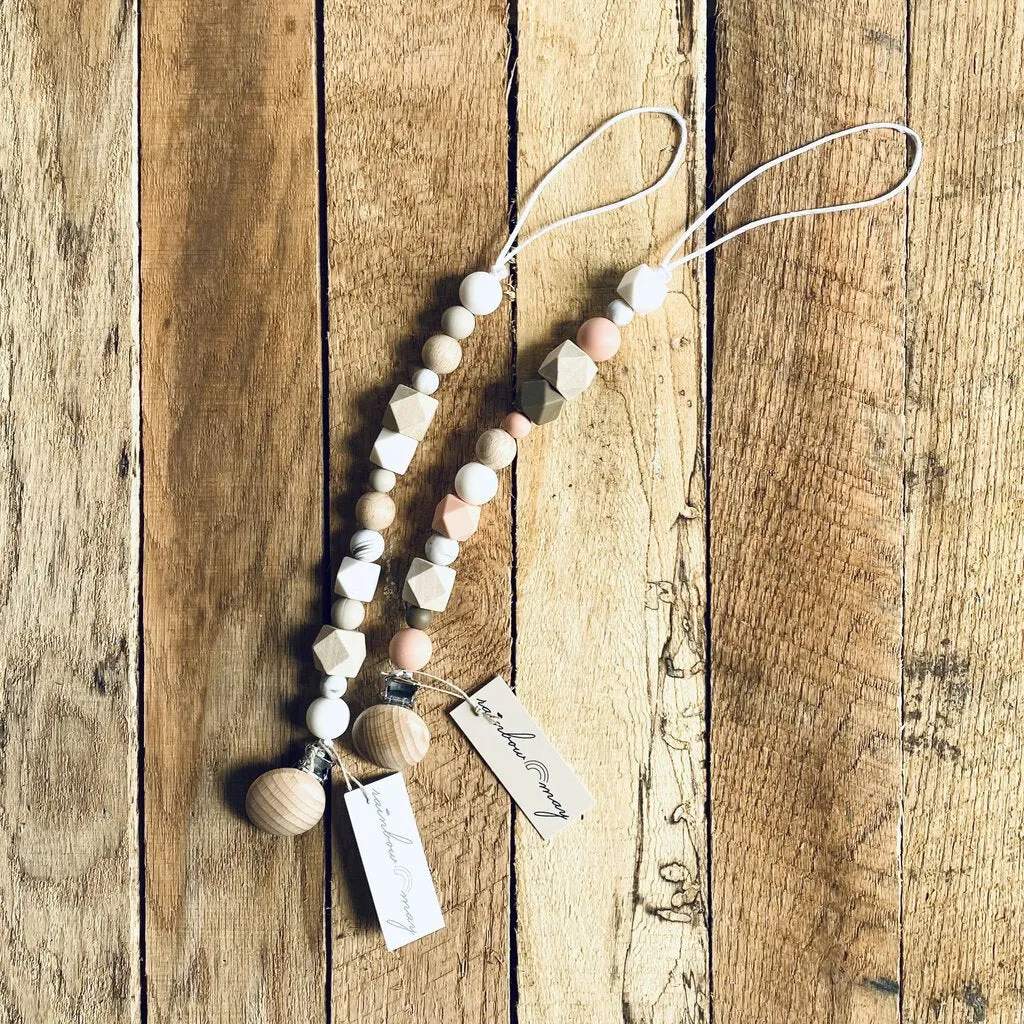 Rainbow May Wooden Pacifier Clip "Peach"