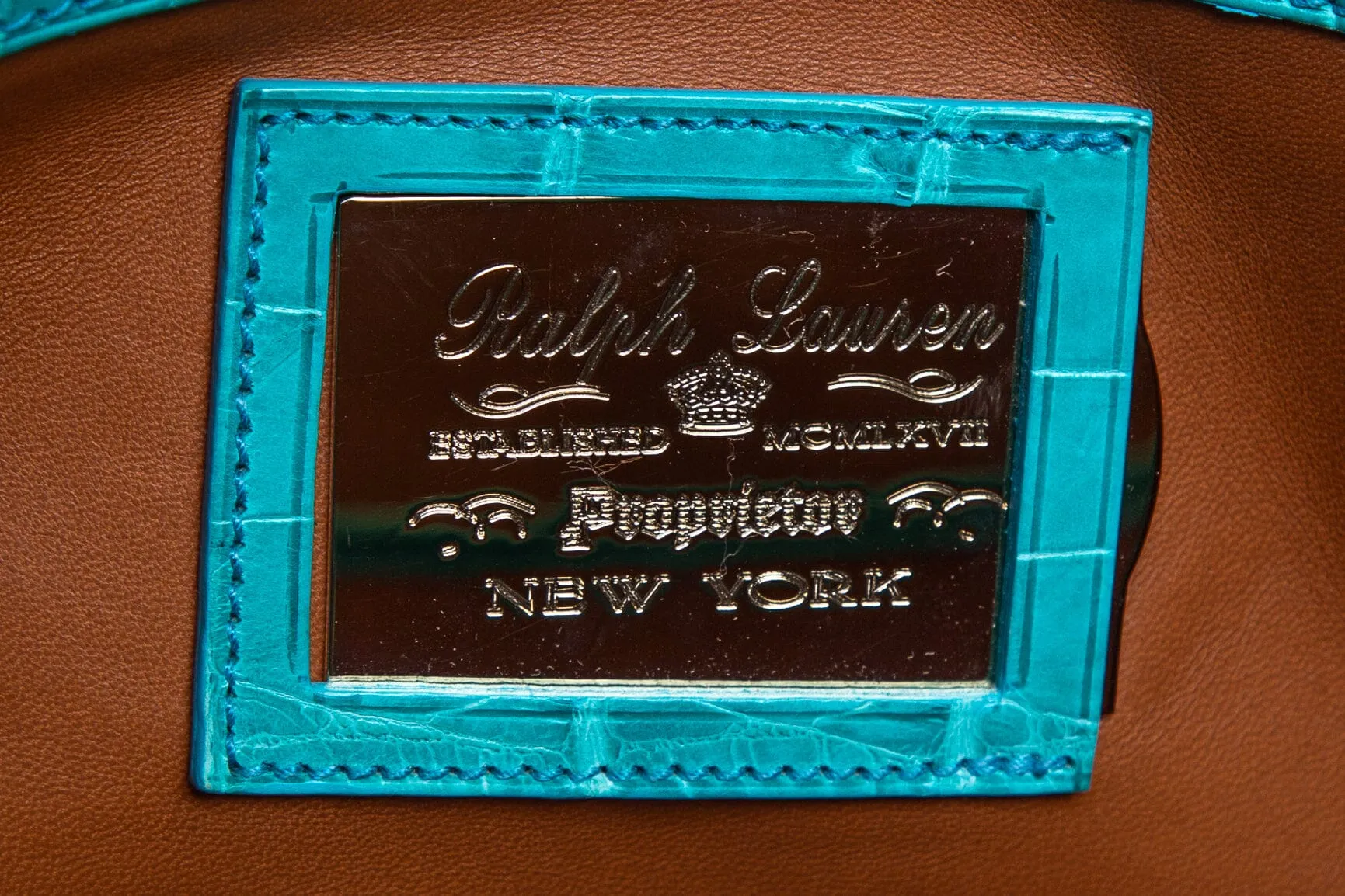 Ralph Lauren Blue Crocodile Ricky Handbag