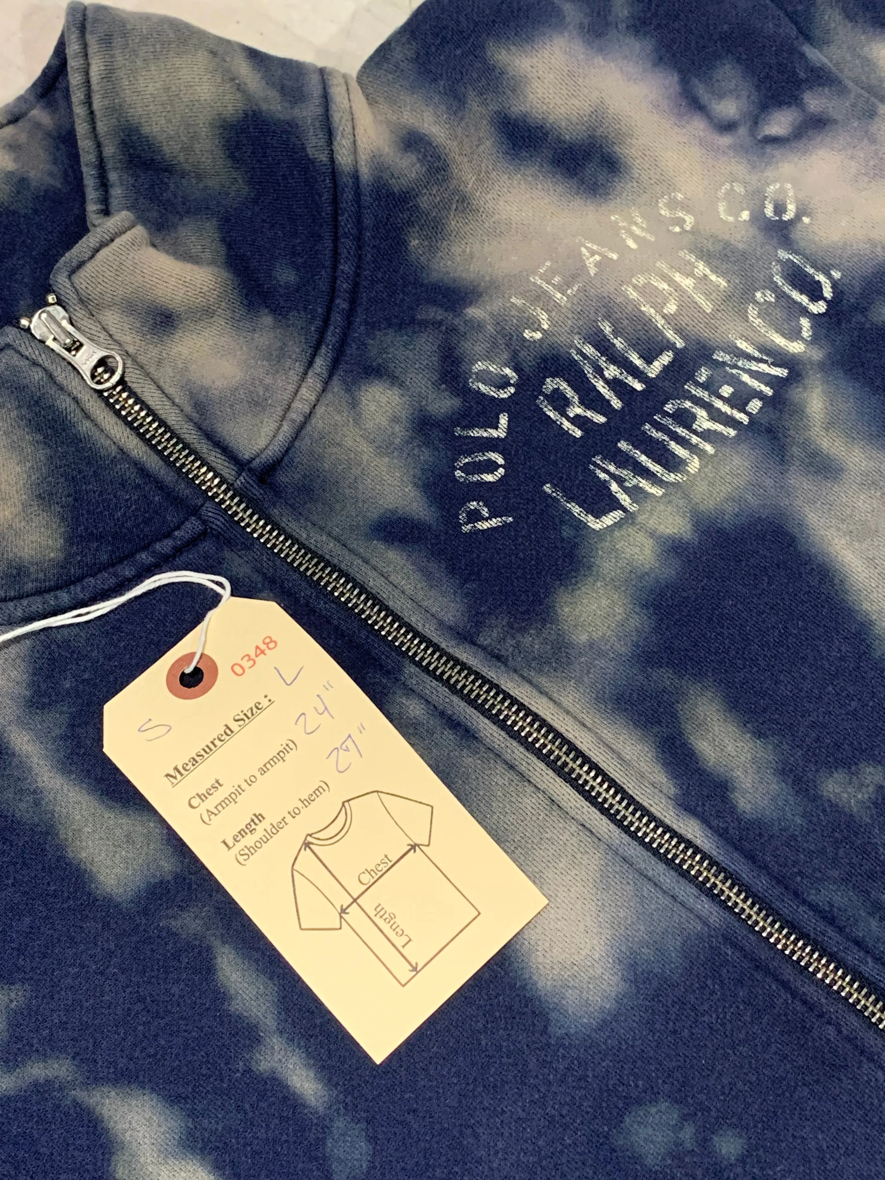 Ralph Lauren "Navy Ocean" Dyed Zip Up Sweater (L)