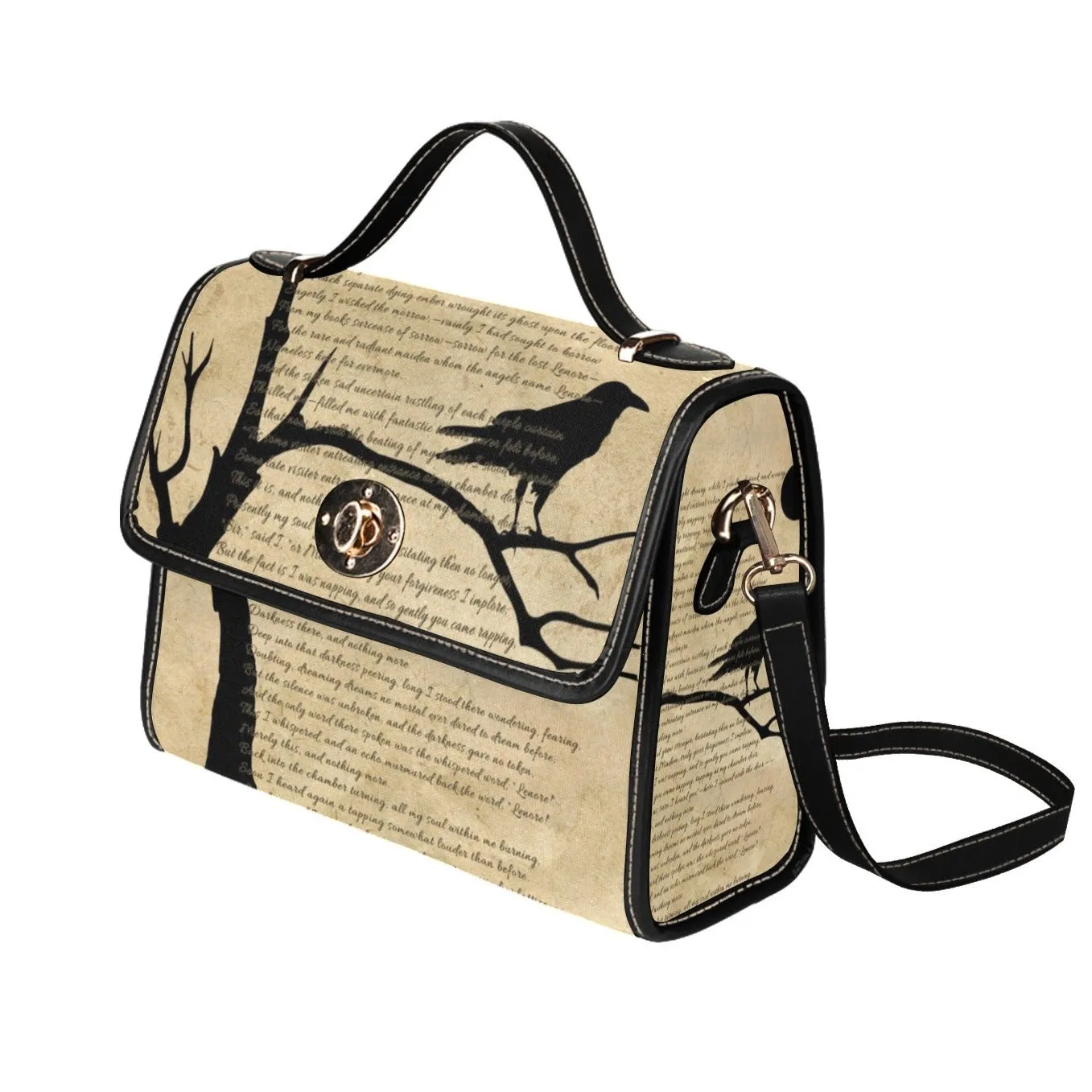 Raven Nevermore Cross Body Purse, Vegan Edgar Allen Poe Poem