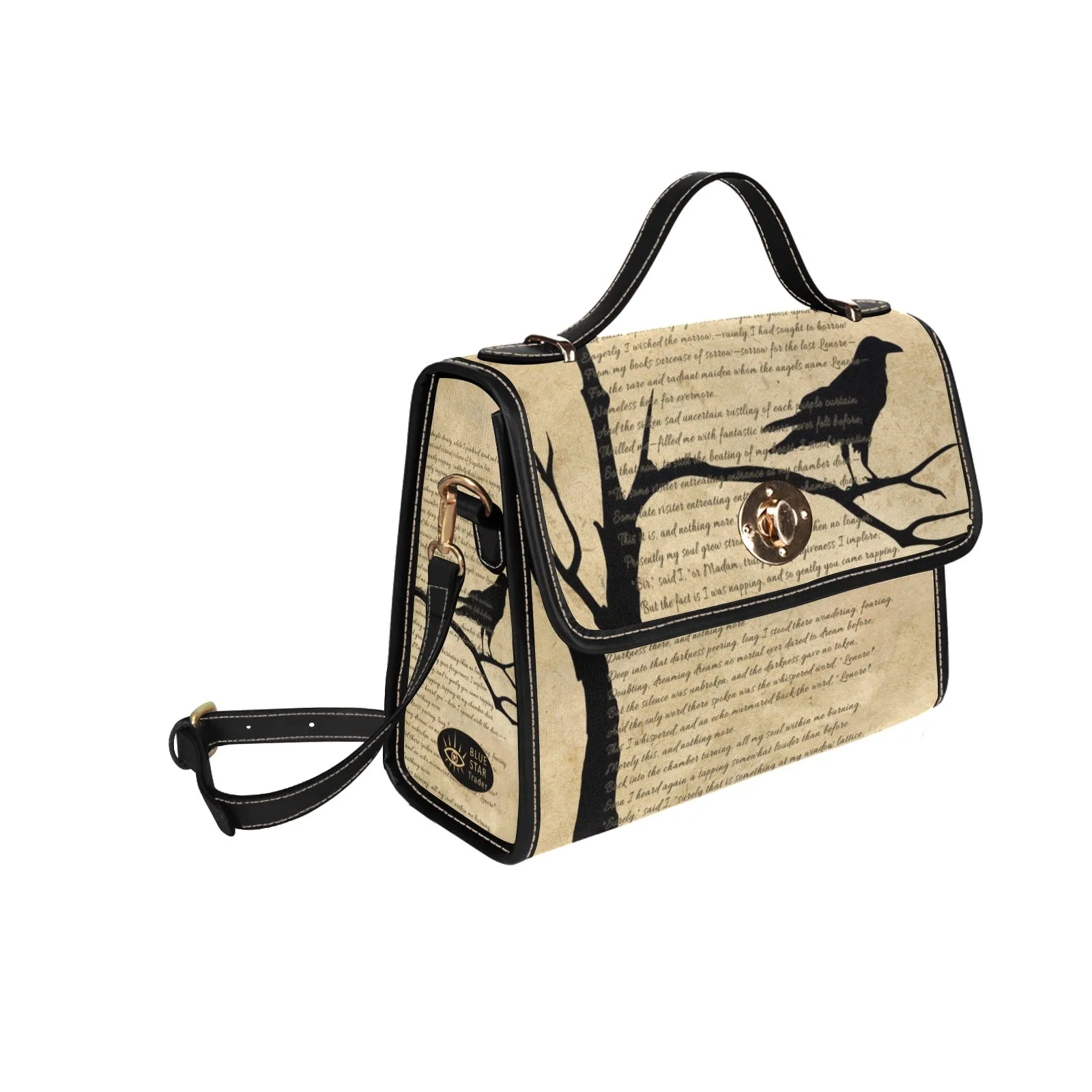 Raven Nevermore Cross Body Purse, Vegan Edgar Allen Poe Poem