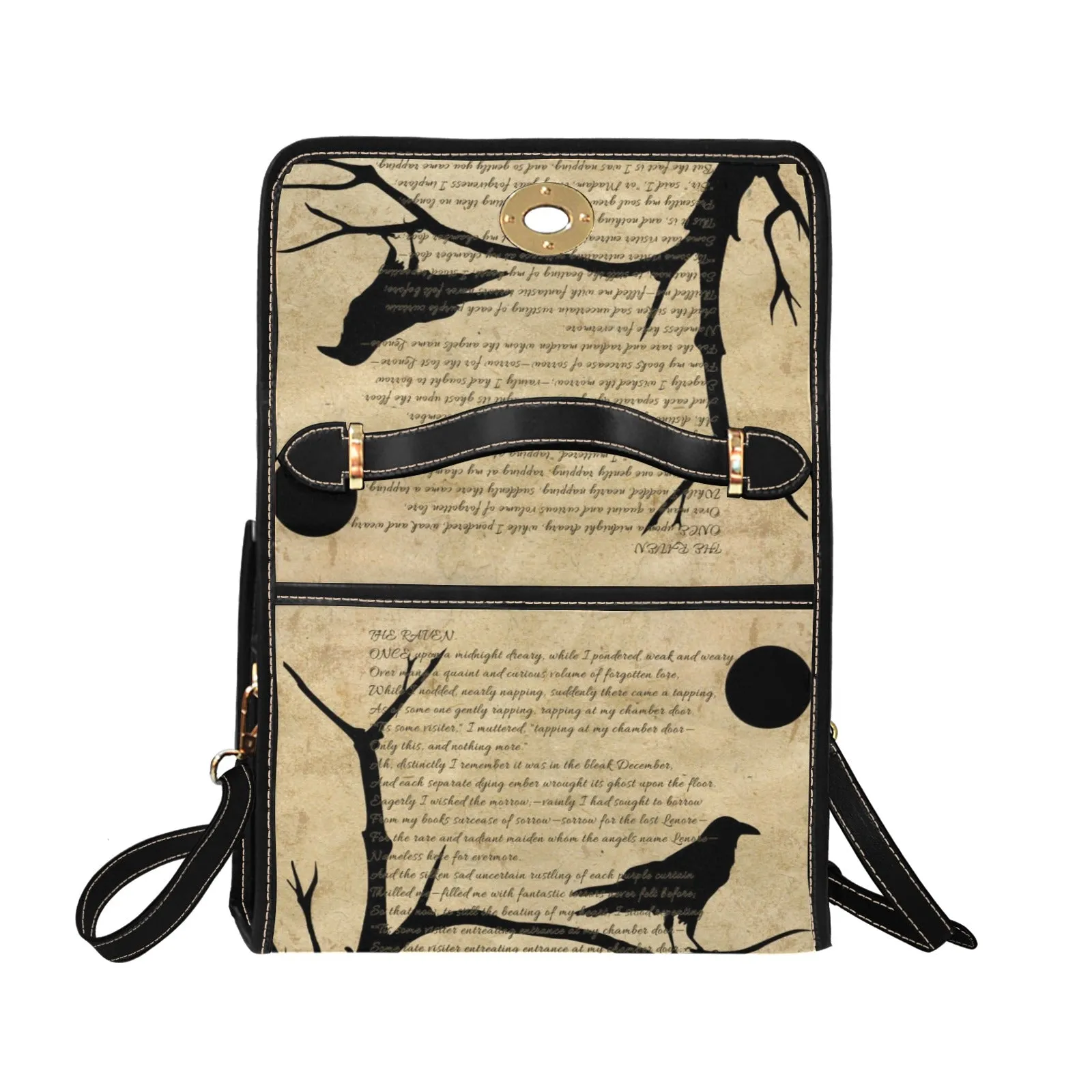Raven Nevermore Cross Body Purse, Vegan Edgar Allen Poe Poem