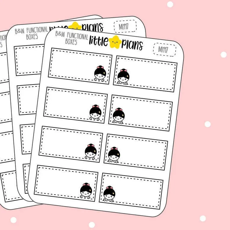 Rectangle Peeking at the Corners Functional Boxes Planner Stickers | Mimi