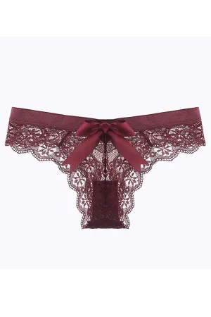 Red Lace Cheeky Cut Panty with Bow
