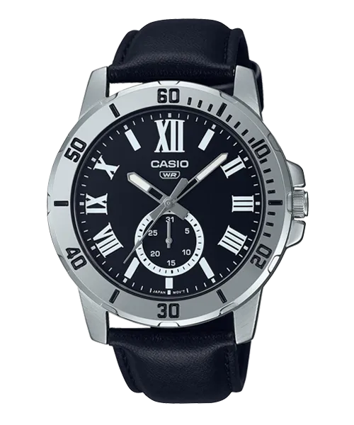 Reloj casual correa de cuero MTP-VD200L-1B