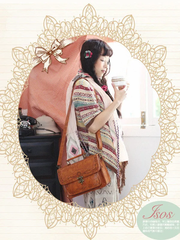 retro buckle cutout satchel