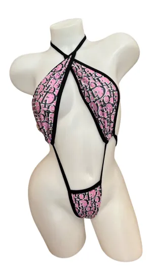 Rhinestone Sling Shot Design Black/Pink