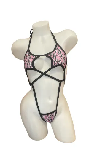 Rhinestone Star Sling Shot Design Pink/Black