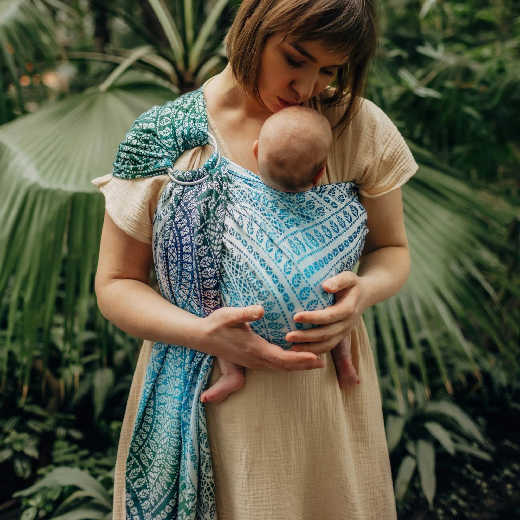 Ring Sling - PEACOCK'S TAIL - SEA ANGEL - 100% Bamboo