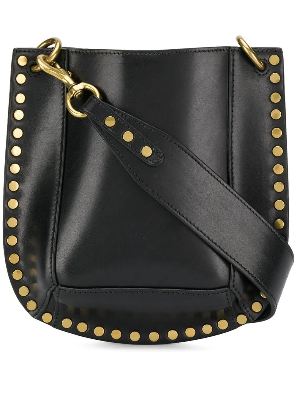 Rivet decoration Black Genuine Leather women Bags