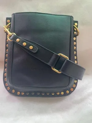 Rivet decoration Black Genuine Leather women Bags