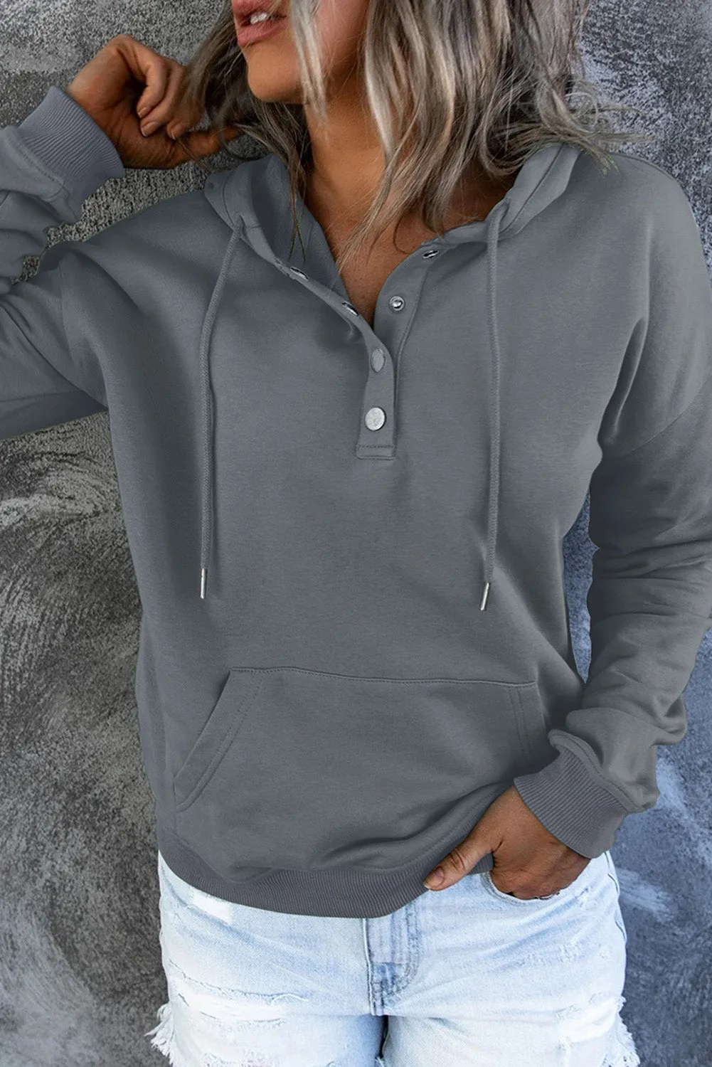 Robyn Dropped Shoulder Long Sleeve Hoodie with Pocket