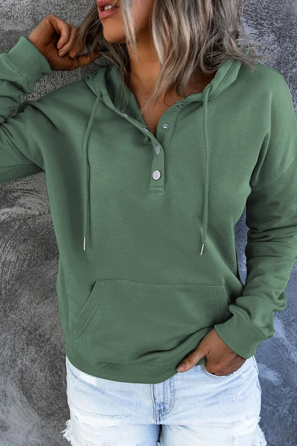 Robyn Dropped Shoulder Long Sleeve Hoodie with Pocket