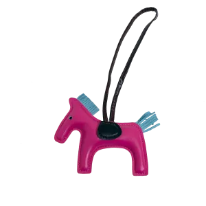 Rodeo Drive Leather Charm Keychain - Hot Pink