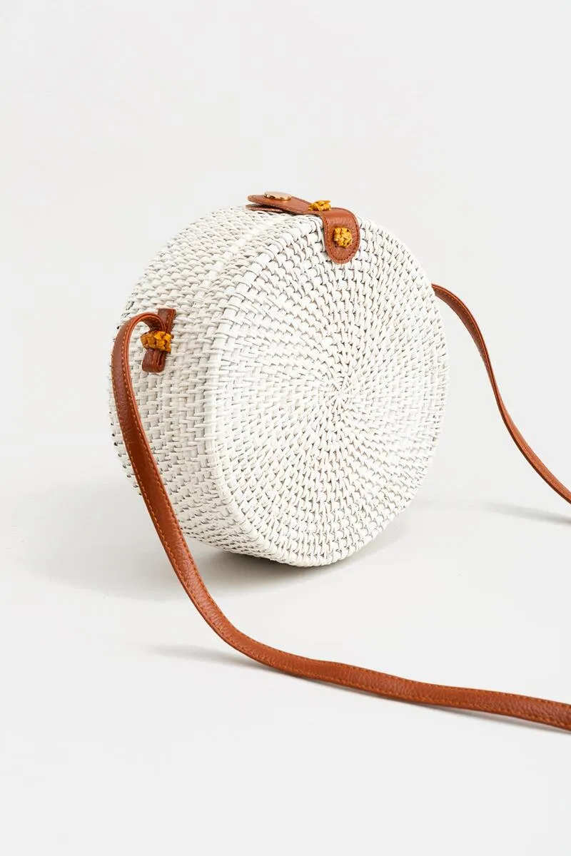 Round Rattan Crossbody Bag