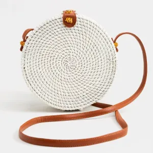 Round Rattan Crossbody Bag