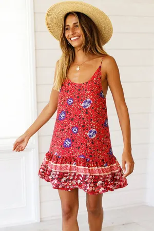 Ruffle Print Sexy Sling Dress