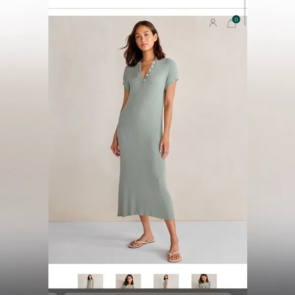 Sage Green Ribbed Varley Dress