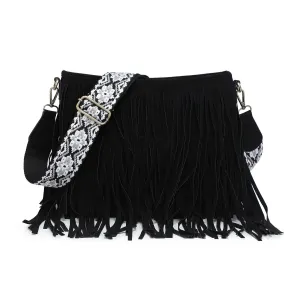 Saide Suede Fringe Crossbody w/ Guitar Strap