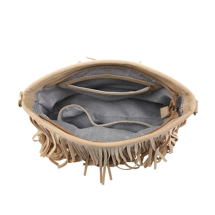 Saide Suede Fringe Crossbody w/ Guitar Strap