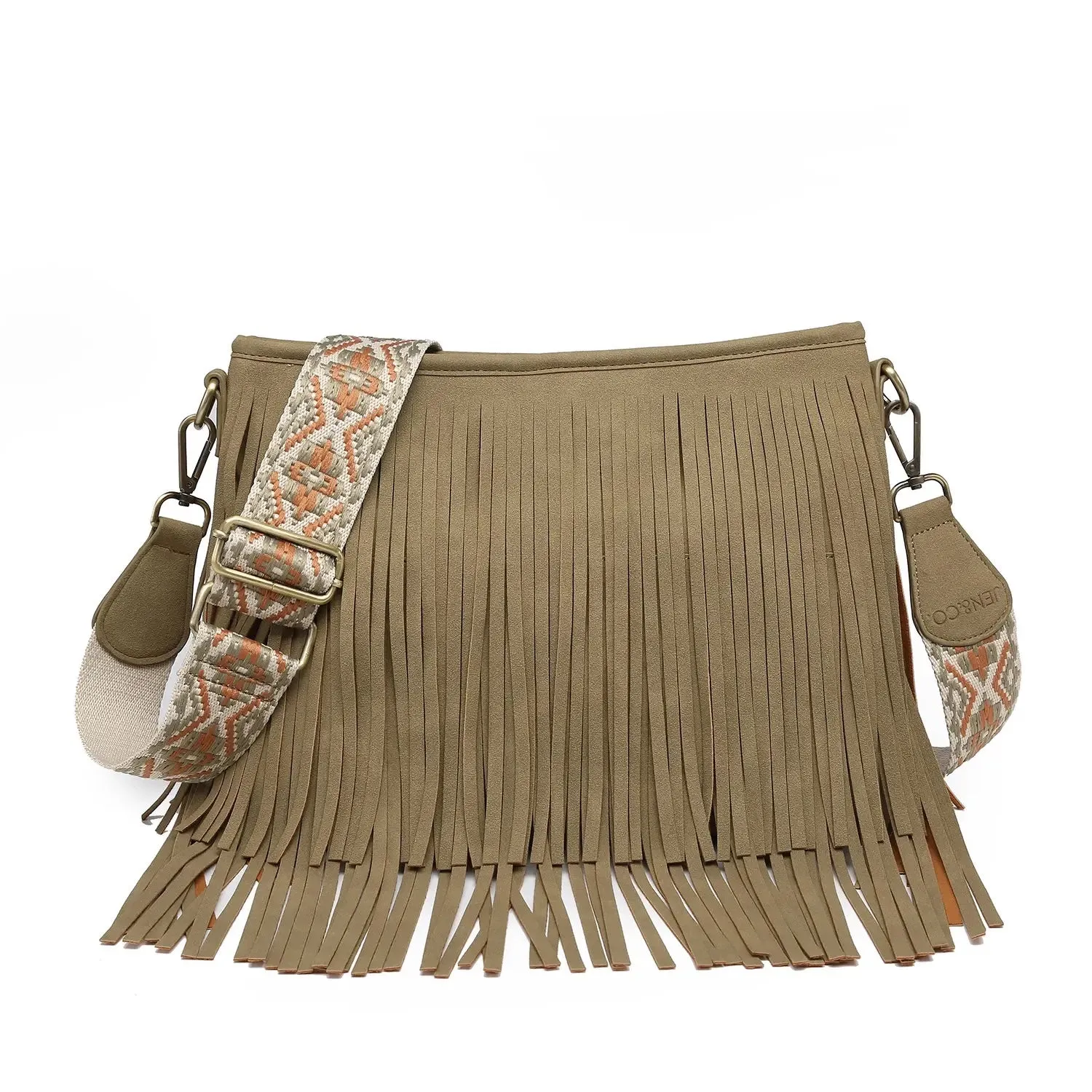 Saide Suede Fringe Crossbody w/ Guitar Strap