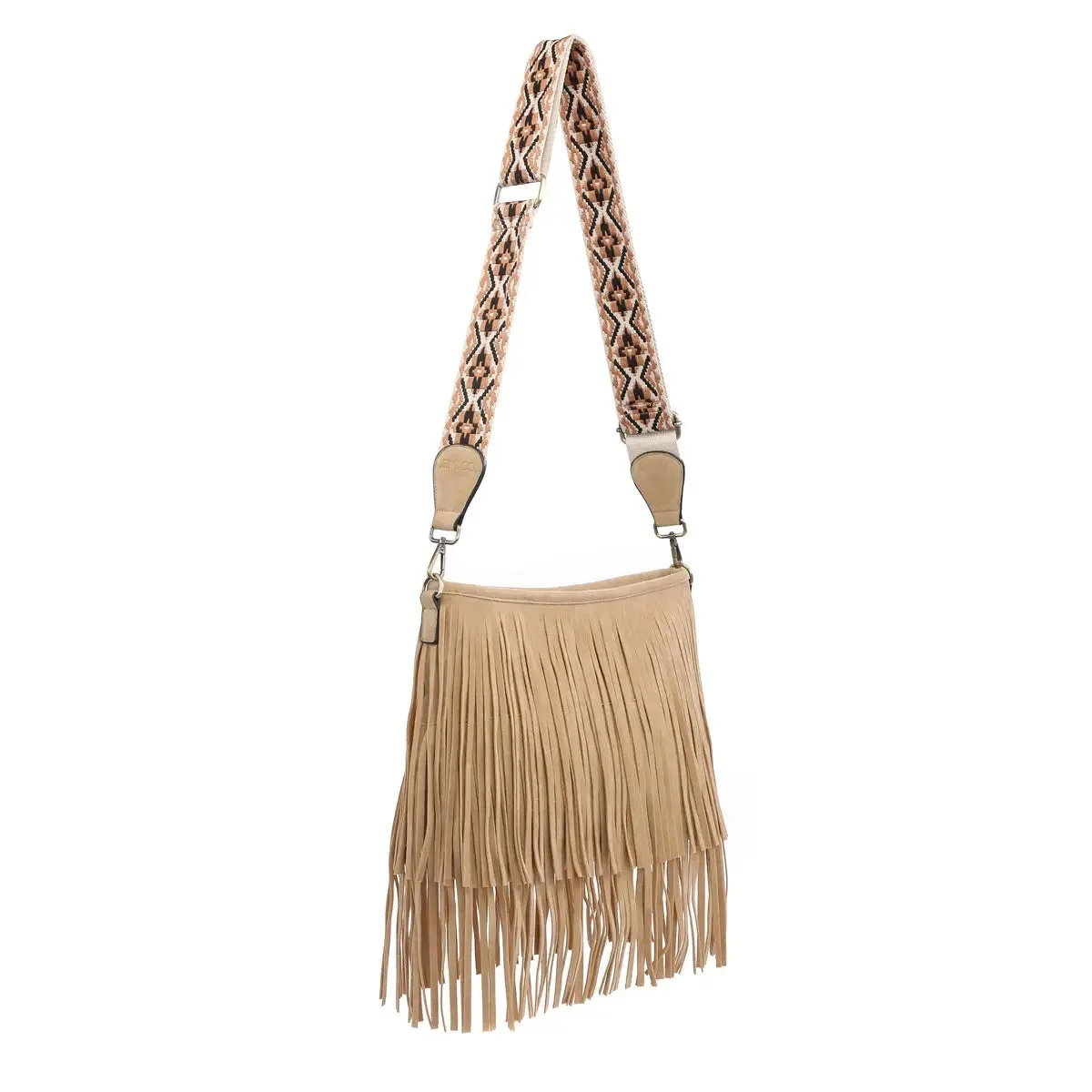 Saide Suede Fringe Crossbody w/ Guitar Strap