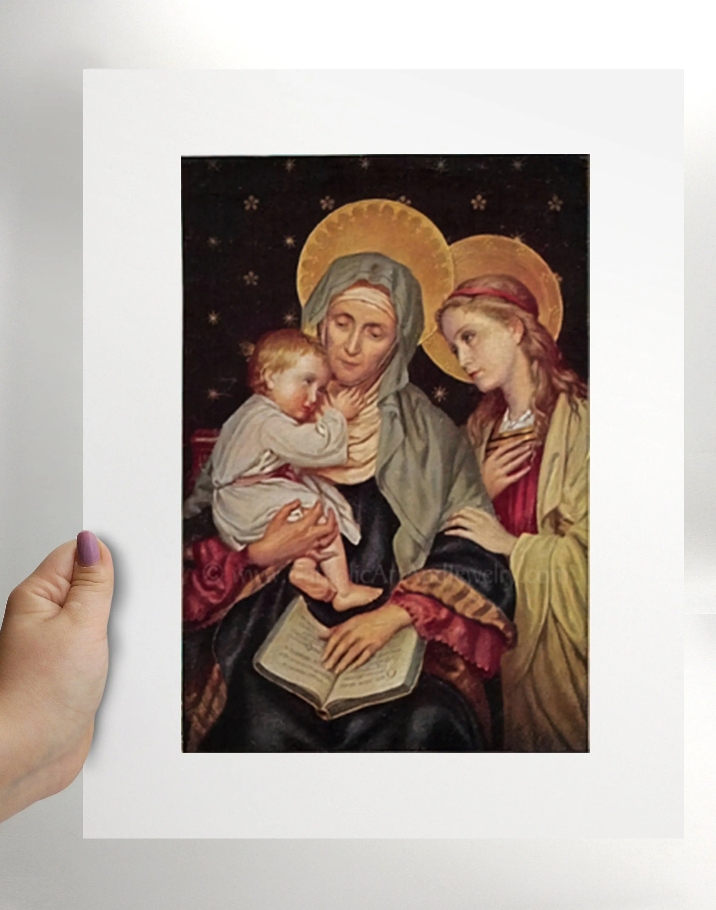 Saint Anne, Grandmother of the Church - Patron of Housewives, Mothers, and Grandmothers - Archival Print - Catholic Art