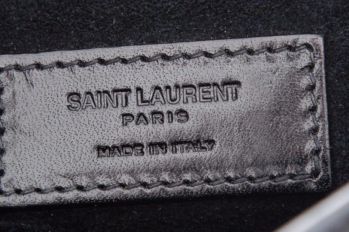 Saint Laurent Amalia  Black & Silver Studded Shiny Calfskin Handbag