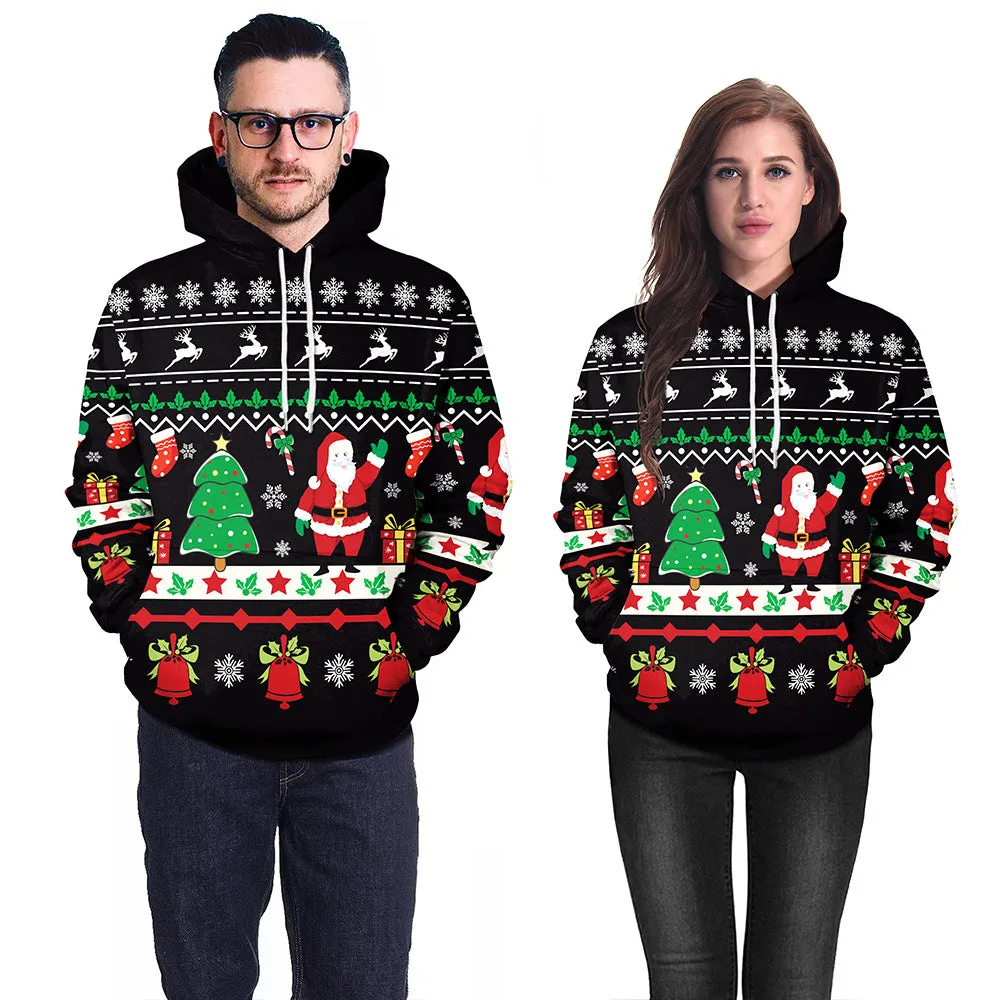 Santa Print Pullover Hoodie