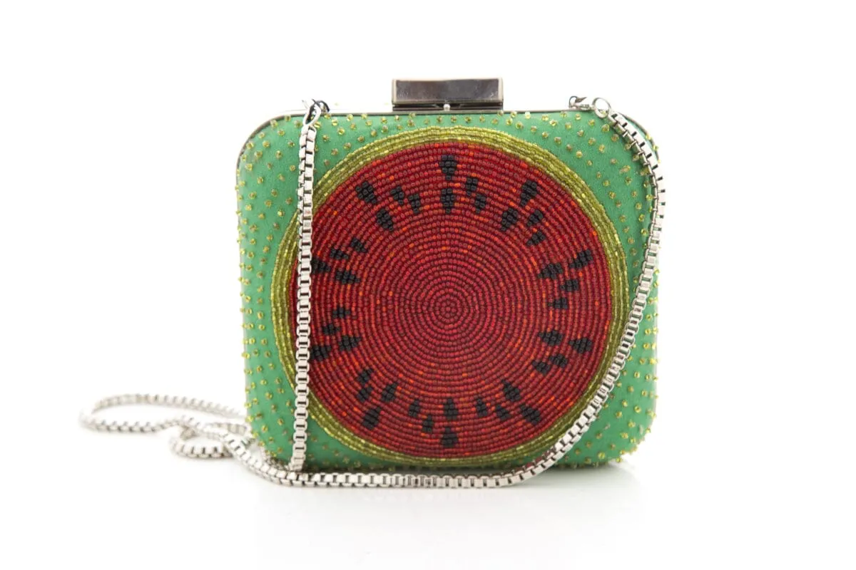 Sarah's Bag Green Beaded Watermelon Cross-Body