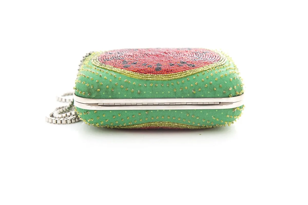 Sarah's Bag Green Beaded Watermelon Cross-Body
