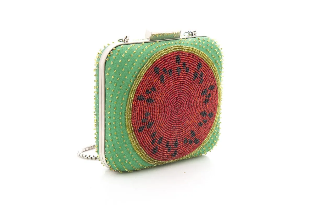 Sarah's Bag Green Beaded Watermelon Cross-Body