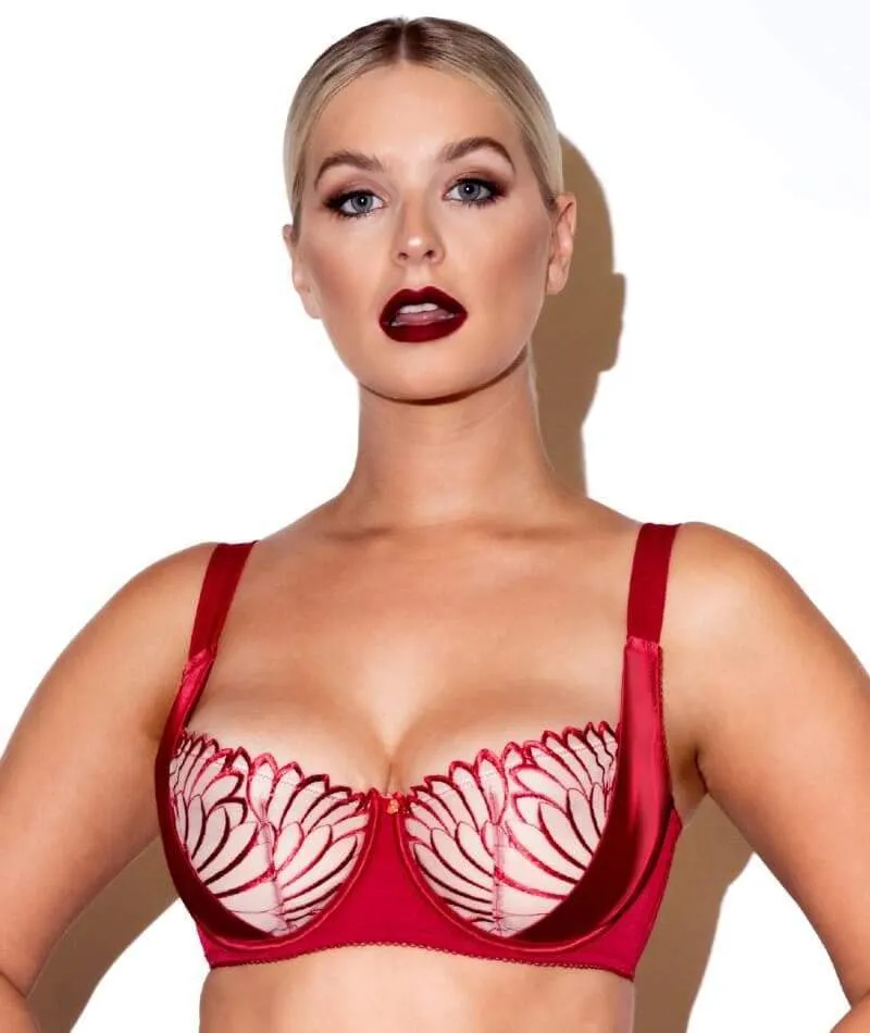 Scantilly Fallen Angel Balcony Bra - Garnet Red