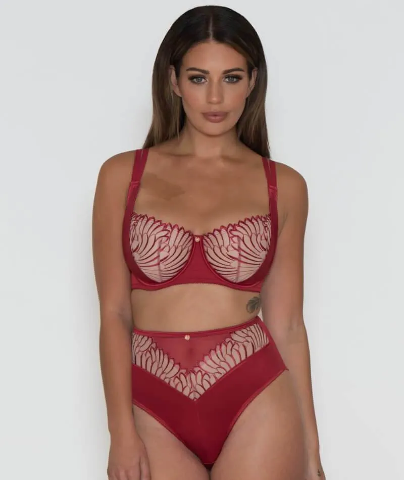 Scantilly Fallen Angel Balcony Bra - Garnet Red