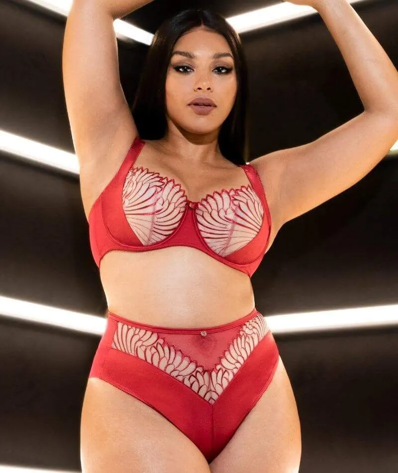 Scantilly Fallen Angel Balcony Bra - Garnet Red