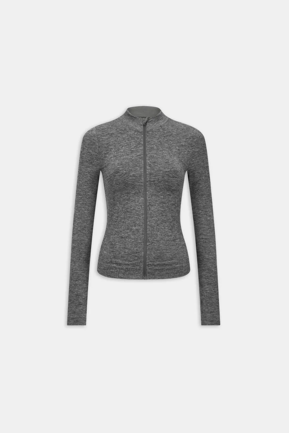 SCULPT SEAMLESS ZIP THROUGH LONGLINE JACKET - CHARCOAL MARL